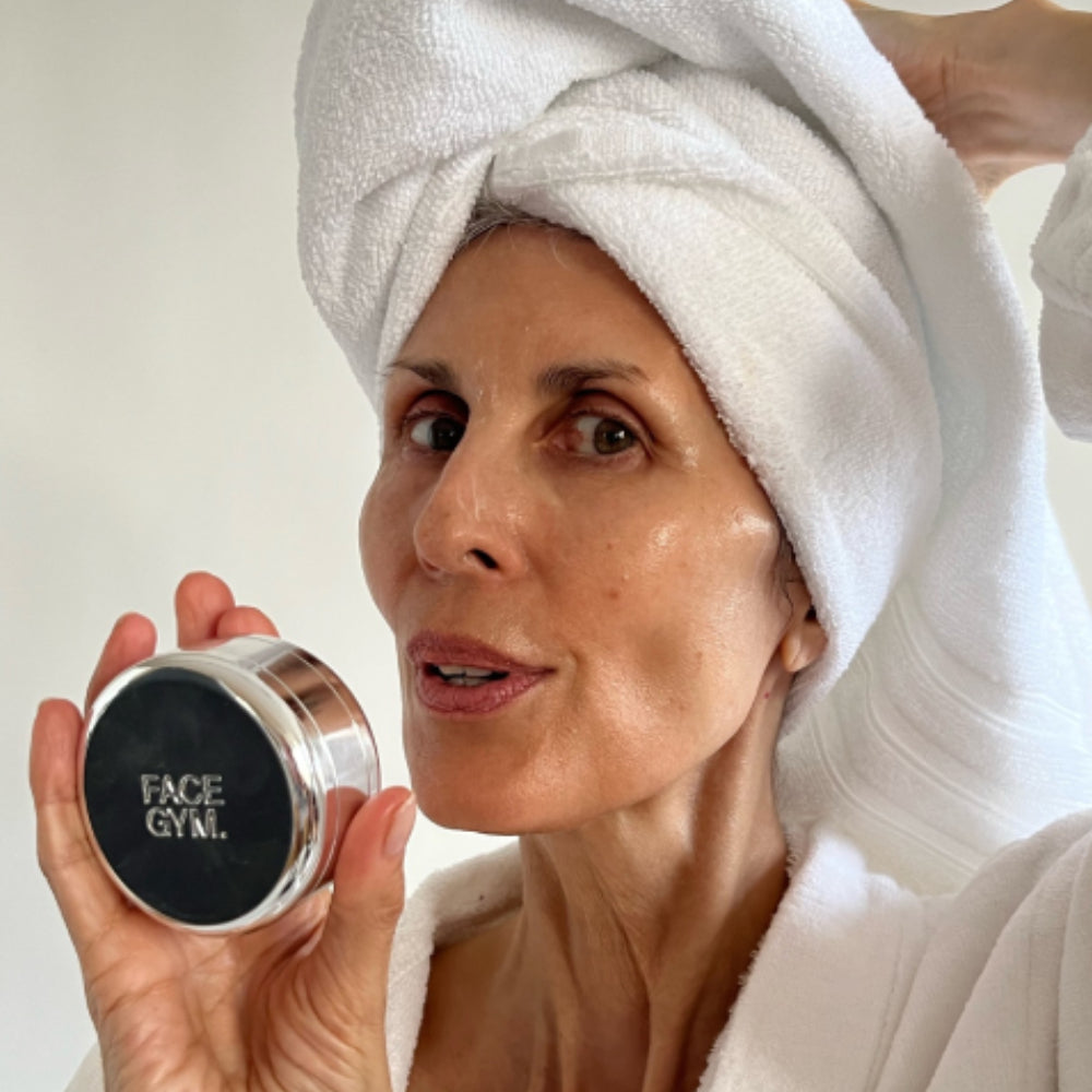 Evening Routine Image with Model in a hair towel