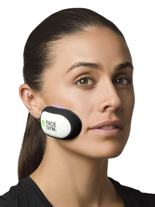 Acne Light Shot LED Device for skin model shot with the device on the cheek