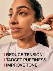 a woman using a device to remove her face