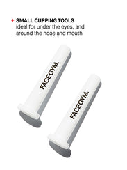 a pair of white objects with black text